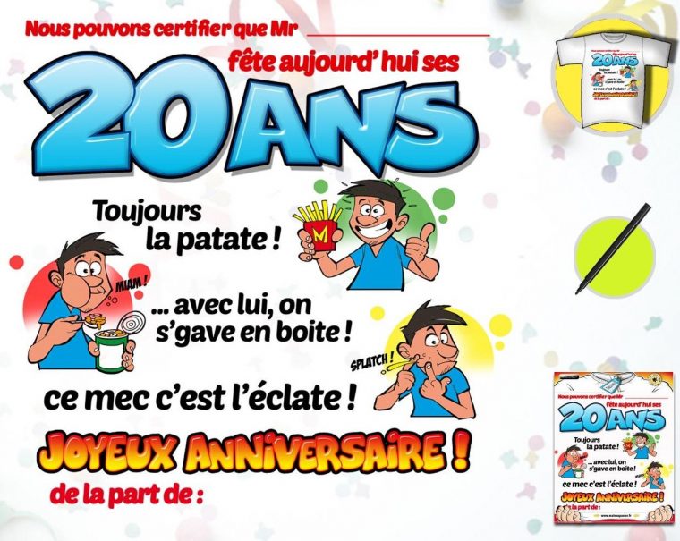 carte invitation anniversaire 20 ans