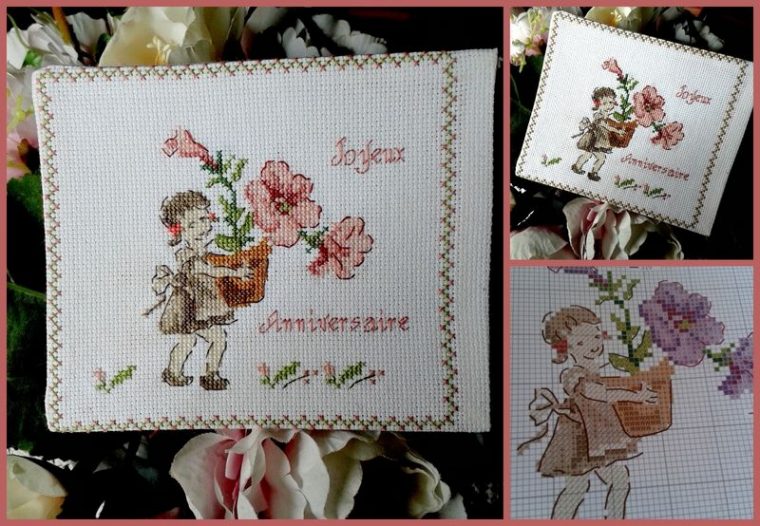 carte d anniversaire au point de croix