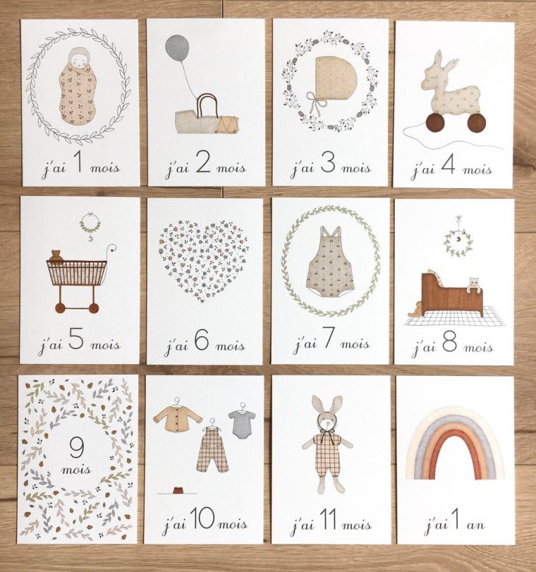 cartes étapes bébé bois