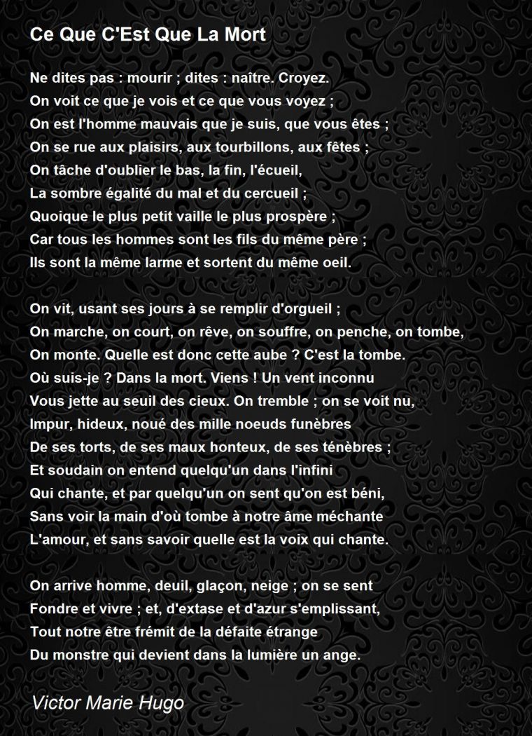 ce que c est que la mort victor hugo