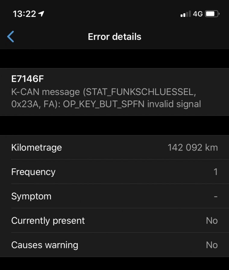 liste code erreur bmw e46