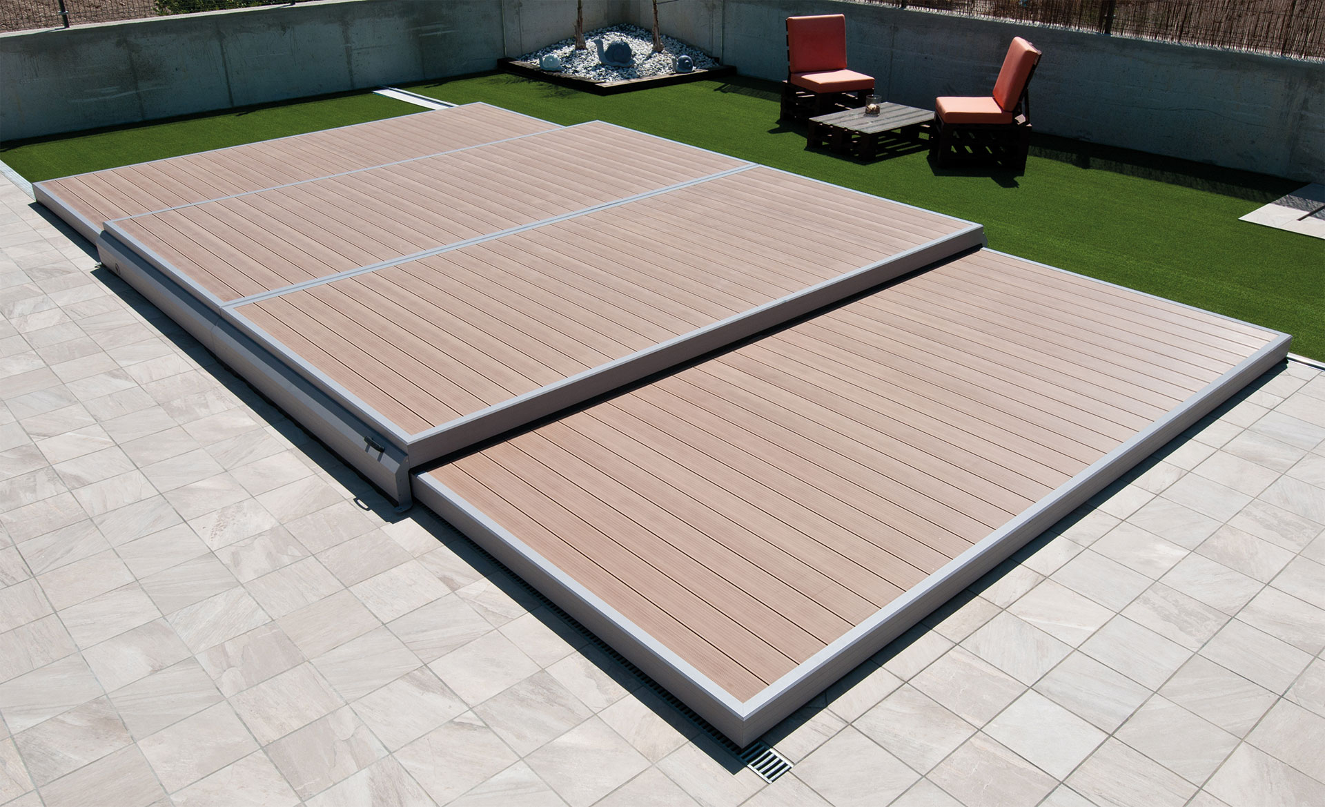 Abri Terrasse De Piscine En Kit Intelligent Deckwell - Aquapolis encequiconcerne Fabriquer Une Terrasse Mobile Pour Piscine