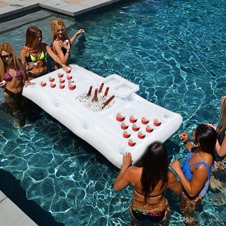 Acheter Pool Party Jeux Raft Lounger Gonflables Adultes Piscine Flottante  Radeaux Piscine Lounger Beer Pong Table Ne Contient Pas Tasses De $39.7 Du  ... tout Beer Pong Piscine