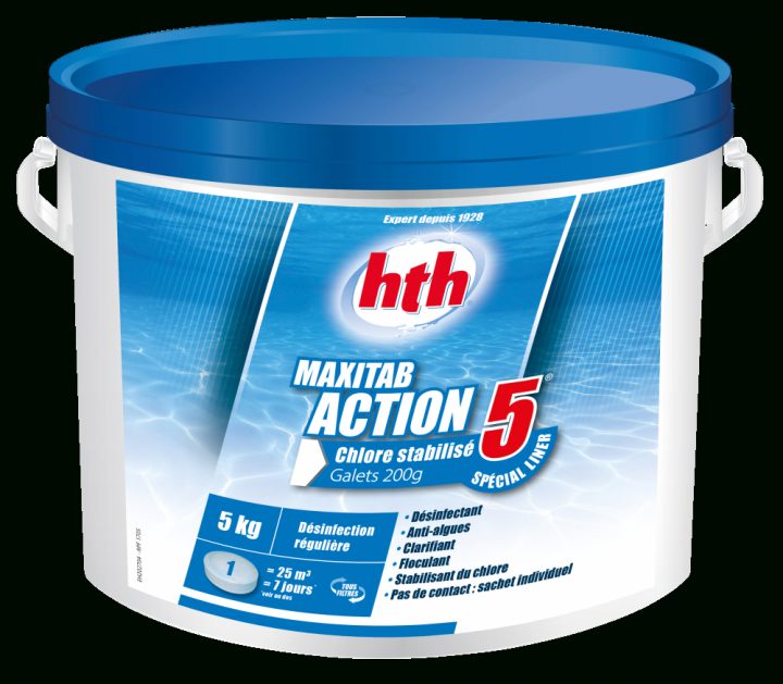 Hth Maxitab 200G Action 5 Spéc. Liner pour Sulfate De Cuivre Pour