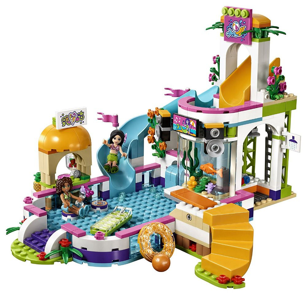 Lepin Friends Series Heartlake Summer Pool Building Blocks ... à Lego Friends Piscine
