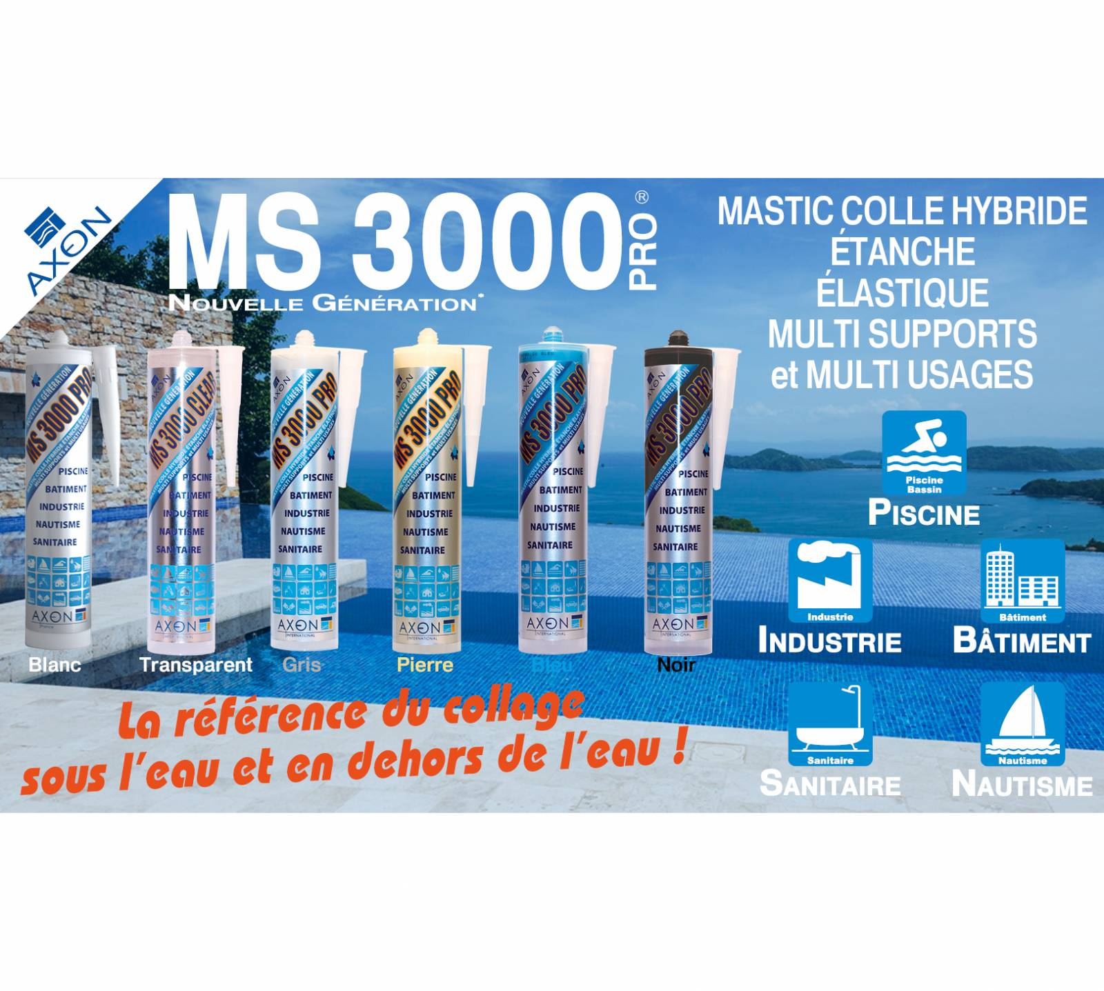 Ms 3000 Pro Le Super Mastic Colle Universel Spéciale Piscine ... tout Rustine Pour Piscine