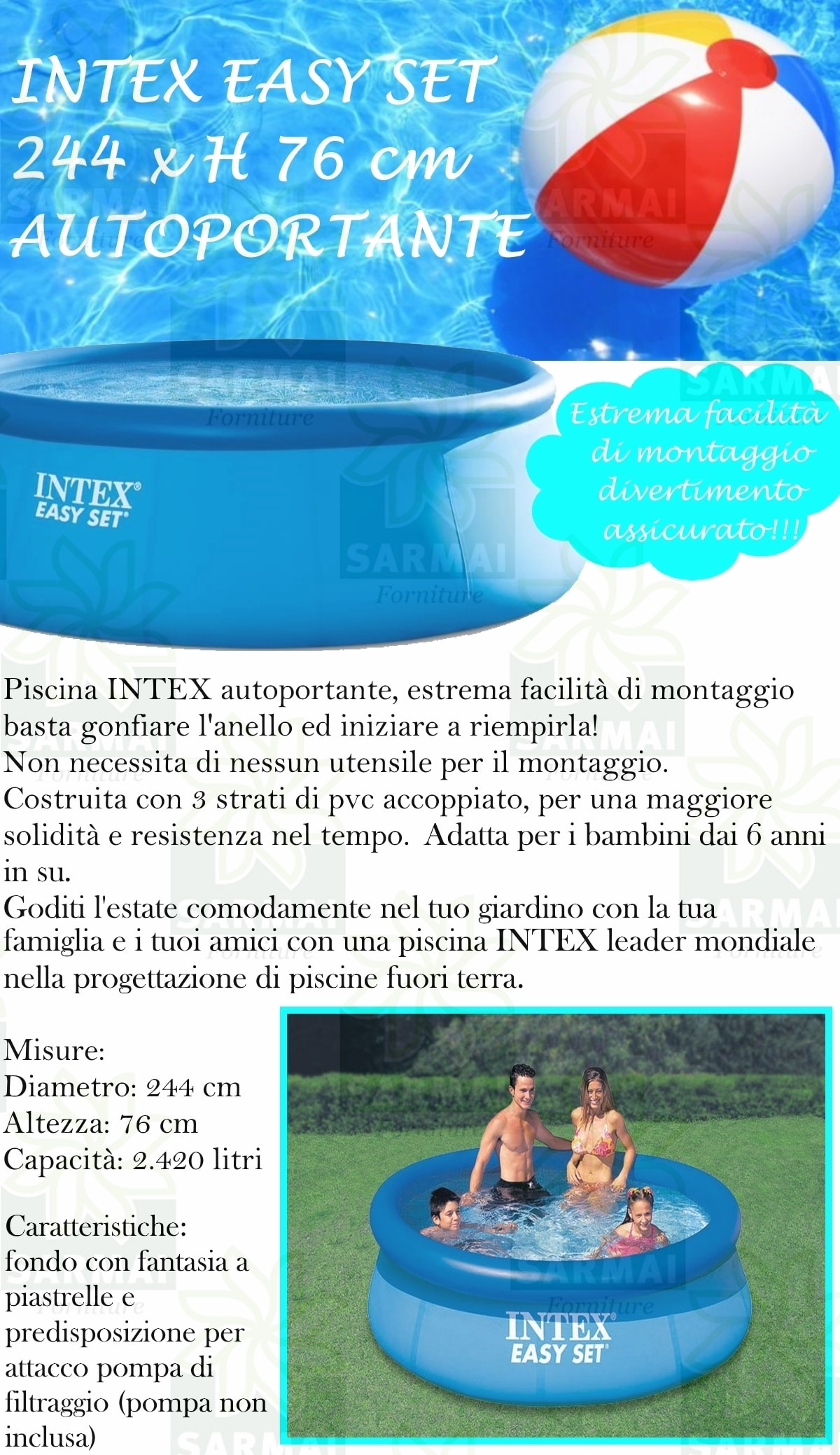 Piscina Gonfiabile Autoportante Intex 28110 Rotonda Fuori Terra destiné Piscine Autoportante Intex