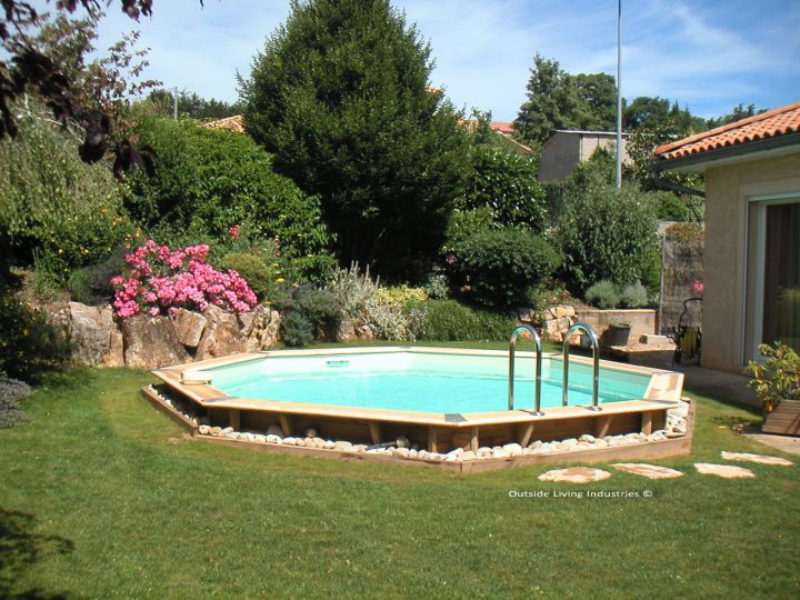 Piscine Bois Nortland Ubbink Ocea Ronde En Kit 580X130 Cm Liner Gris destiné Piscine Vannes Océa