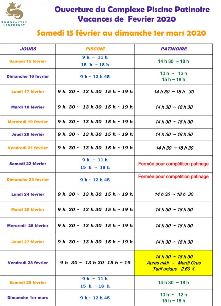 S Piscine-Patinoire | Romorantin intérieur Horaire Piscine Romorantin