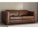 3 Seater Distressed Leather Sofa Bed In Brown | Maisons Du ... encequiconcerne Canape Chesterfield Convertible