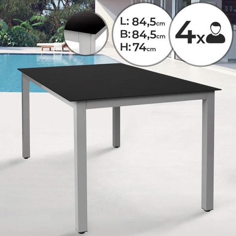 Aluminium Table De Jardin | 85X85X74Cm, 4 Personnes, Avec Un ... à Table Exterieur 4 Personnes