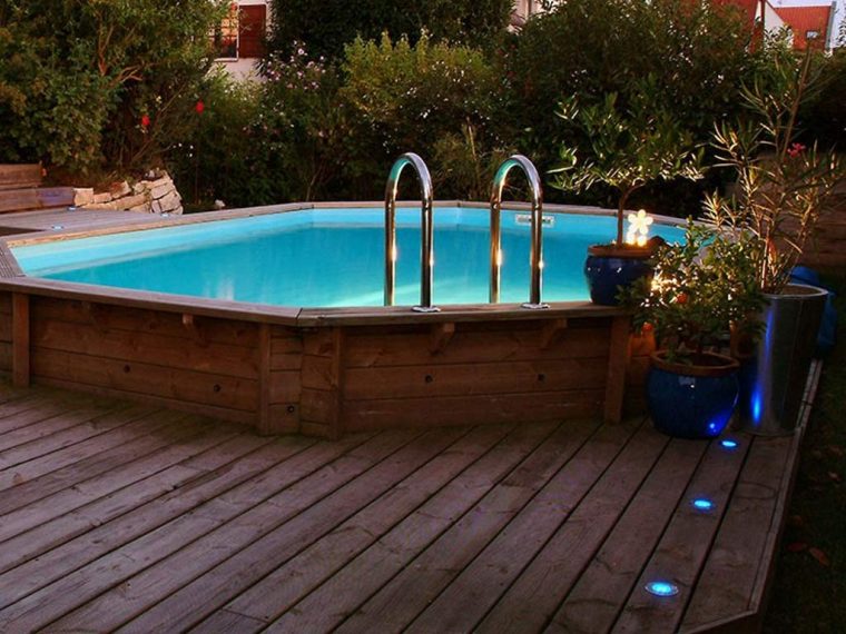 Kit Piscine Bois Nortland Ubbink Ocea Octogonale 400X610X130Cm Liner Beige encequiconcerne Piscine Bois Octogonale