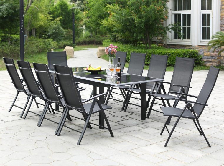 Salon Jardin Aluminium Table De Jardin Extensible 12 ... tout Table De Jardin En Aluminium