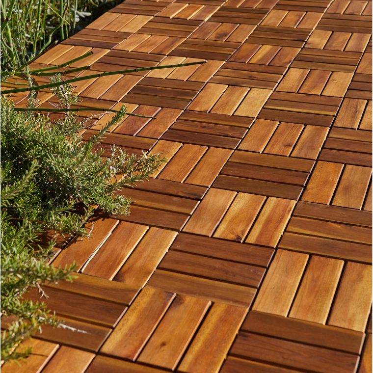 Sienoc Sets De Dalles De Terrasse Bois Composite Wpc Jardin ... dedans Dalle De Terrasse Bois