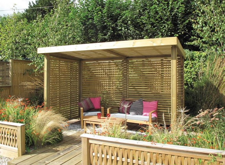 Slatted Wooden Garden Shelter | Garden Gazebo, Garden ... à Abri Jardin Ouvert