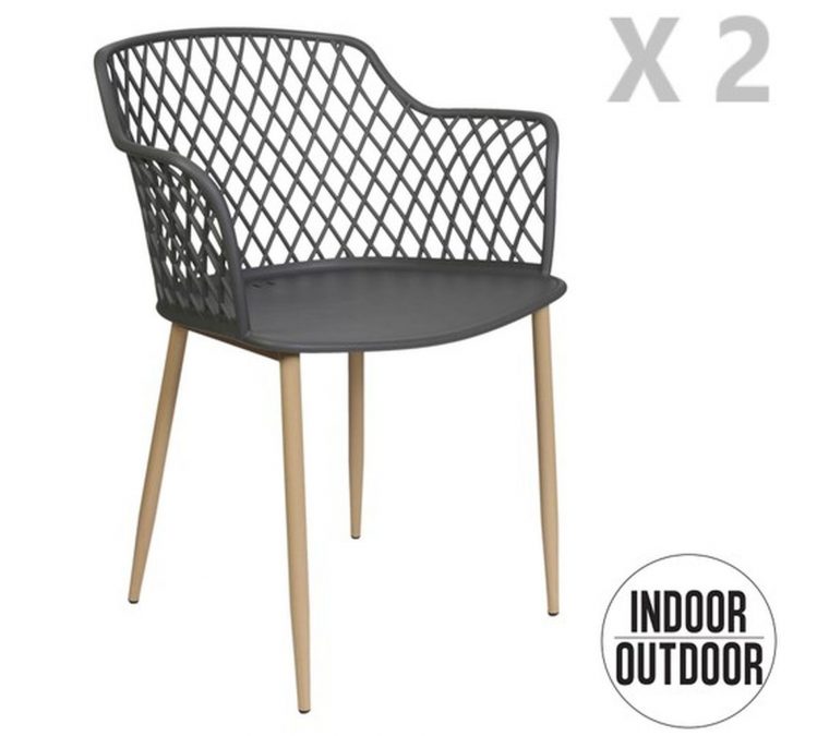 2 Fauteuils Pour Table De Jardin Design Malaga - Gris ... pour Fauteuil Jardin Design