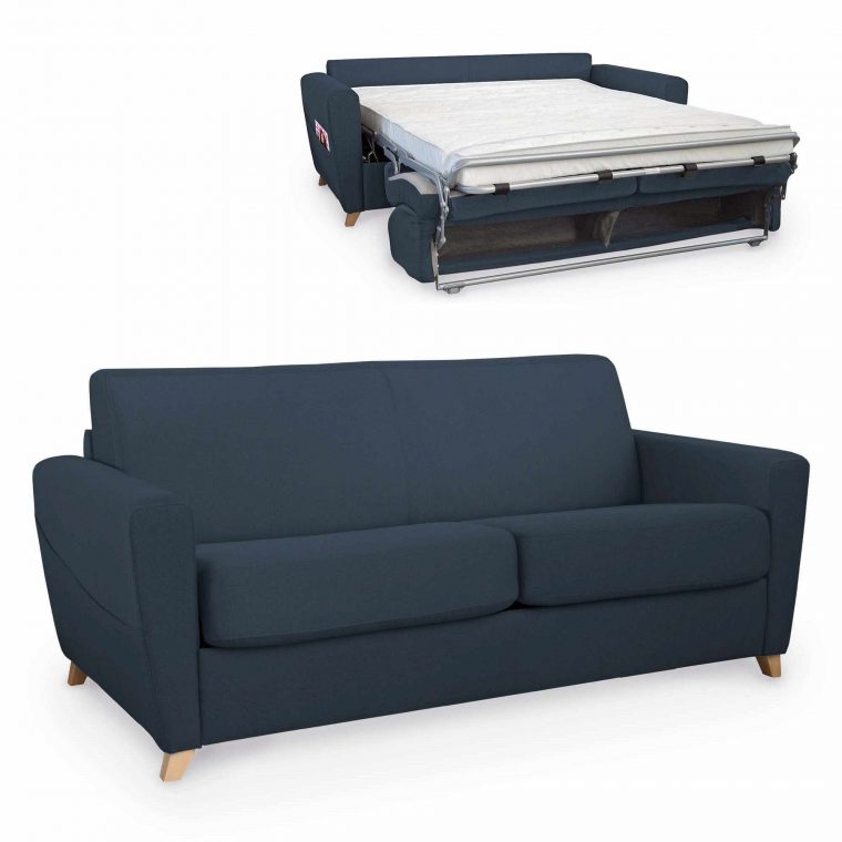 3_Canape Convertible Scandinave 3 Places En Tissu Bleu ... tout Canape Convertible Design Scandinave