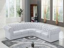 8_Canape D Angle Reversible Cuir Blanc Capitonne Chesterfield serapportantà Canape Angle Cuir