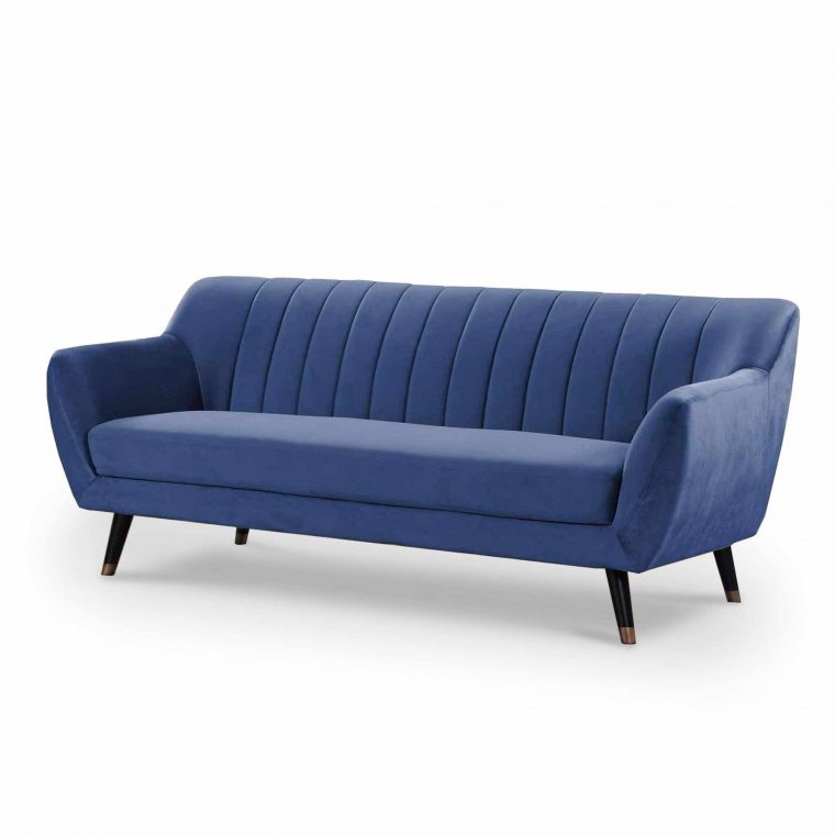 9_Canape Scandinave 3 Places En Tissu Velours Bleu Pandora ... serapportantà Canape Scandinave Bleu