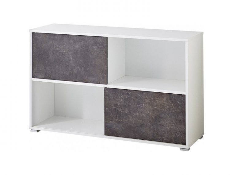 Armoire Basse De Bureau Moderne Blanc/Basalte Mezzo ... concernant Armoire De Bureau Conforama