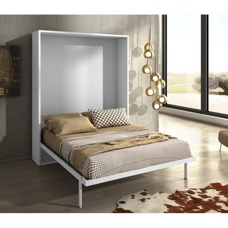 Armoire Lit Escamotable Joy Chêne Blanc 140X200 - Achat ... encequiconcerne Lit Escamotable Pas Cher