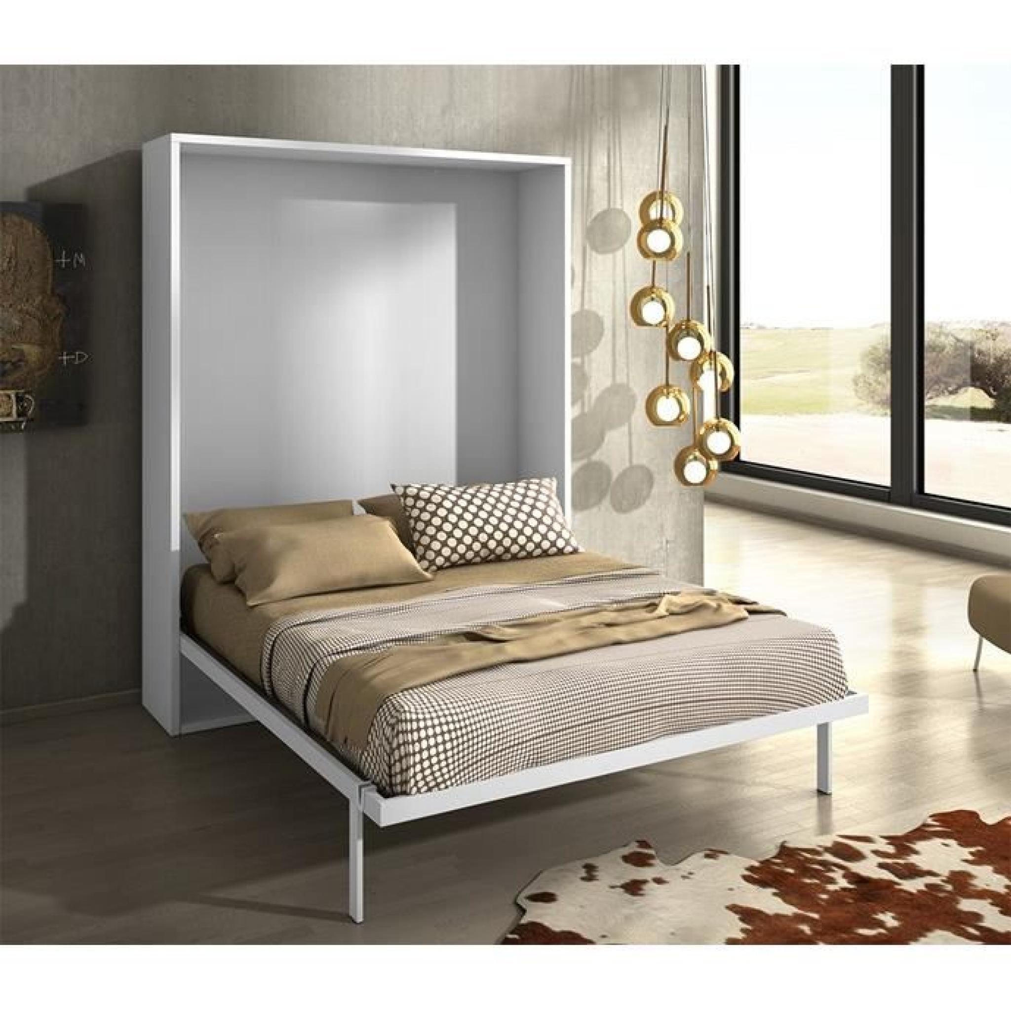 Armoire Lit Escamotable Joy Chêne Blanc 140X200 - Achat ... encequiconcerne Lit Escamotable Pas Cher