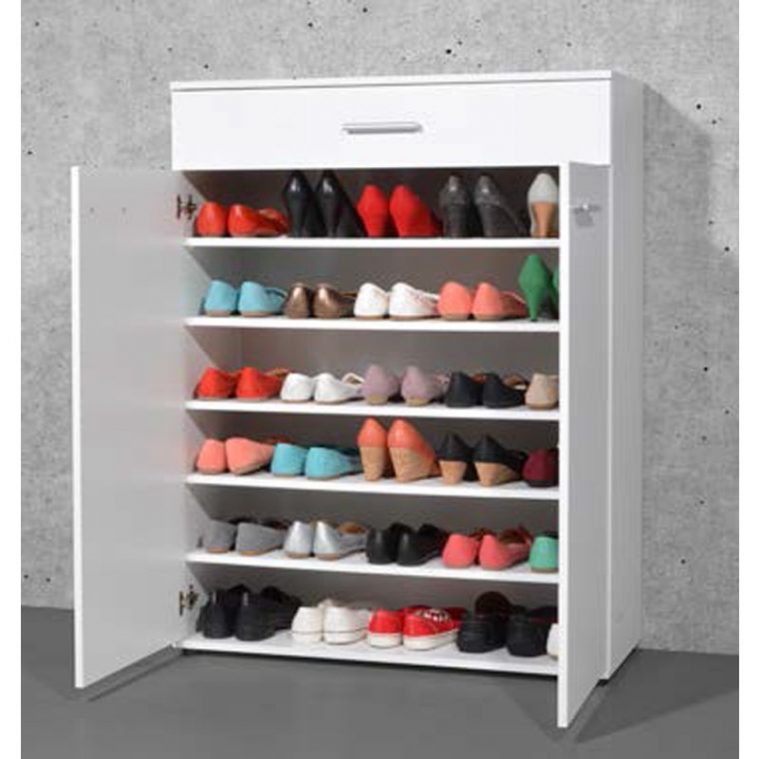 Armoire Meuble À Chaussures Blanc Avec 2 Portes Et 1 ... serapportantà Grand Meuble A Chaussure