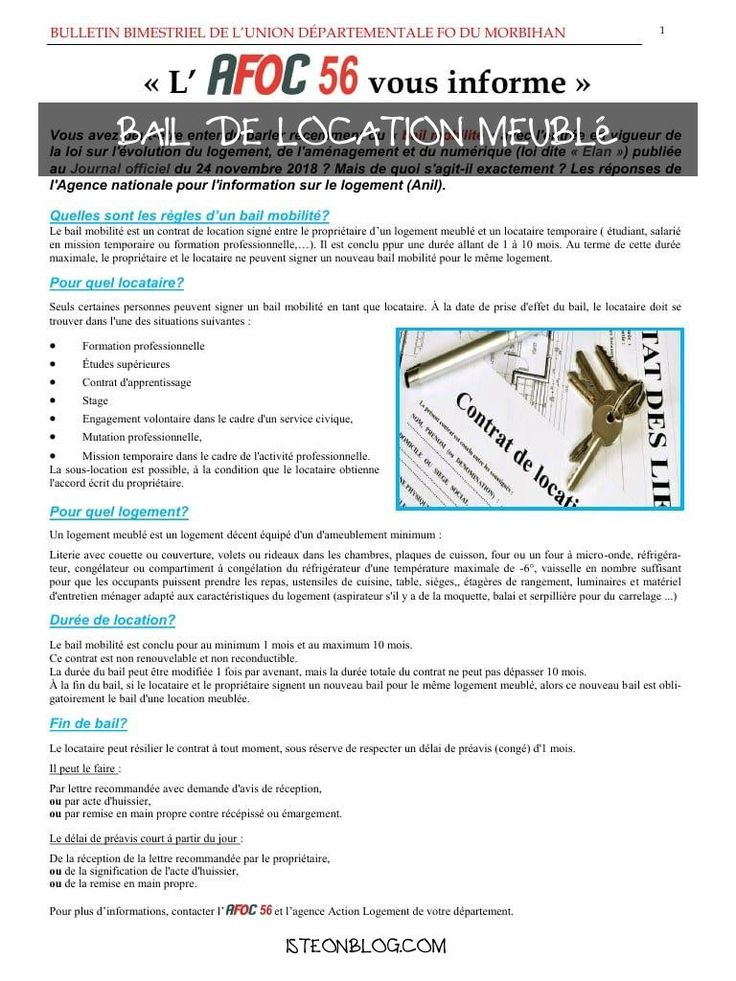 Bail De Location Meublé | Bail De Location, Le Bon Coin ... intérieur Bail De Location Meublé
