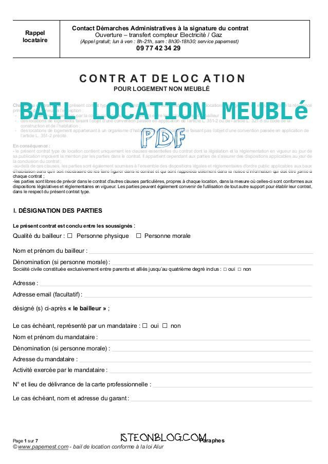 Bail Location Meublé Pdf | Exemple Devis, Meuble Gratuit ... tout Bail De Location Meublé