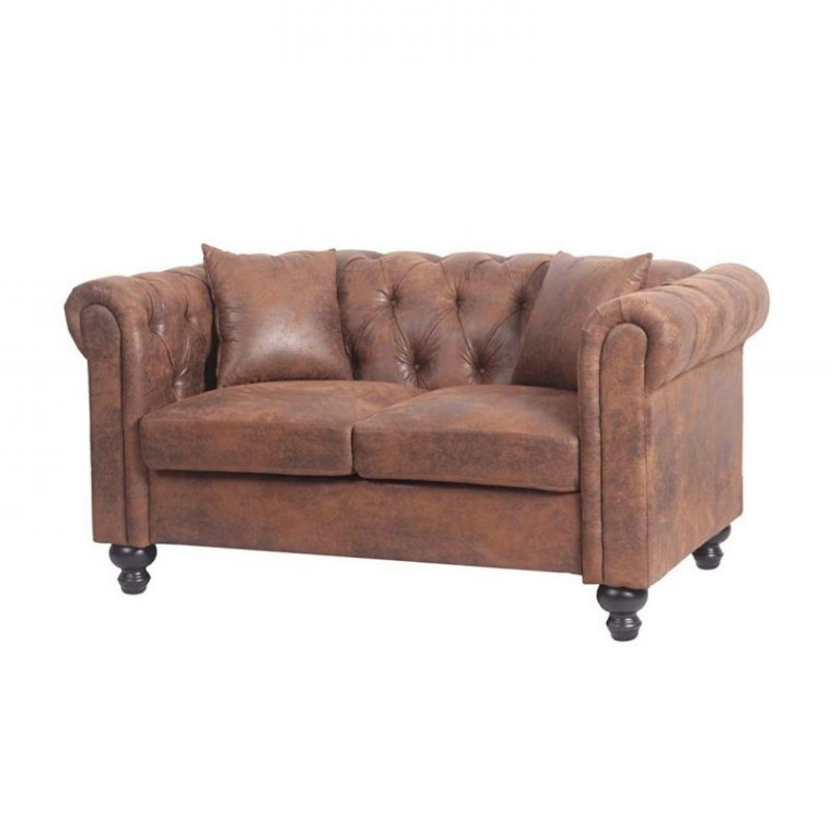 Canapé 2 Places Chesterfield &quot;Capitol&quot; 155Cm Marron tout Canape 2 Places Marron