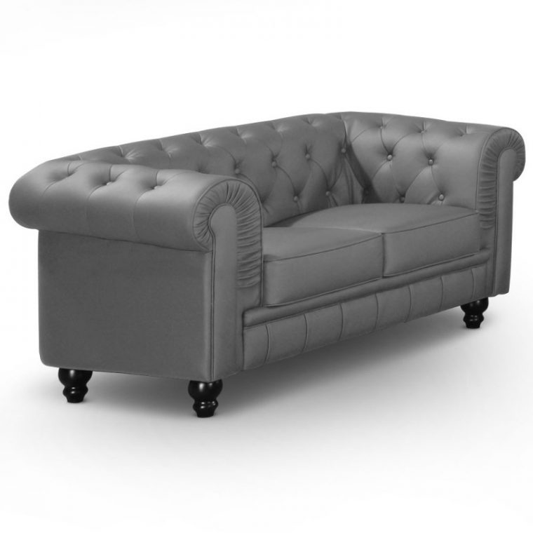 Canapé 2 Places Chesterfield Gris Pas Cher - British Déco intérieur Canape Chesterfield Gris