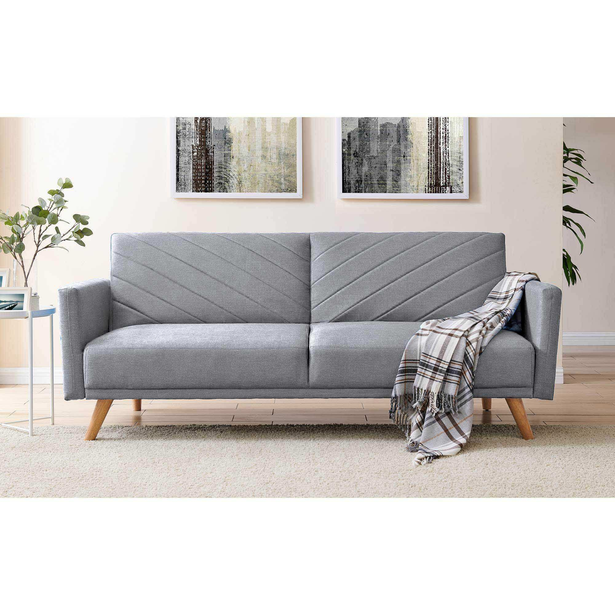 Canape 3 Places Convertible Scandinave En Tissu Gris ... serapportantà Canape Convertible Style Scandinave