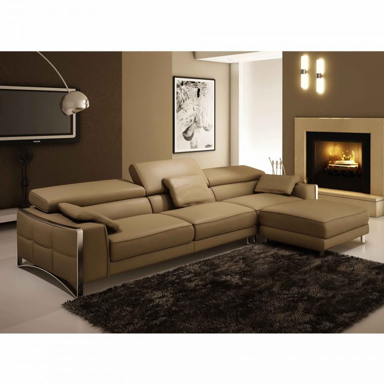 Canape D_Angle Design En Cuir Beige Sheyla Sheyla Beige - Dip serapportantà Canape D Angle Confortable