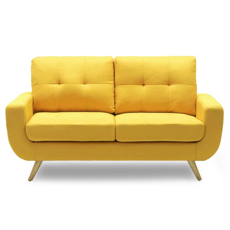 Canape Scandinave 2 Places En Tissu Jaune Arwen - Decoinparis pour Canape Scandinave Confortable