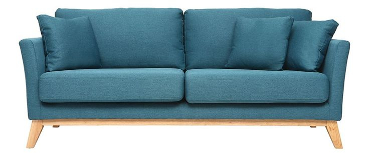 Canapé Scandinave 3 Places Bleu Canard Déhoussable Pieds ... pour Canape 3 Places Scandinave