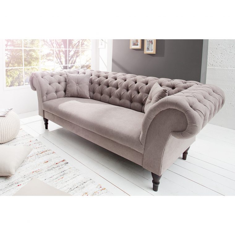 Canapés Chesterfield 3 Places En Tissu Beige Contemporain ... concernant Quel Tissu Pour Canape