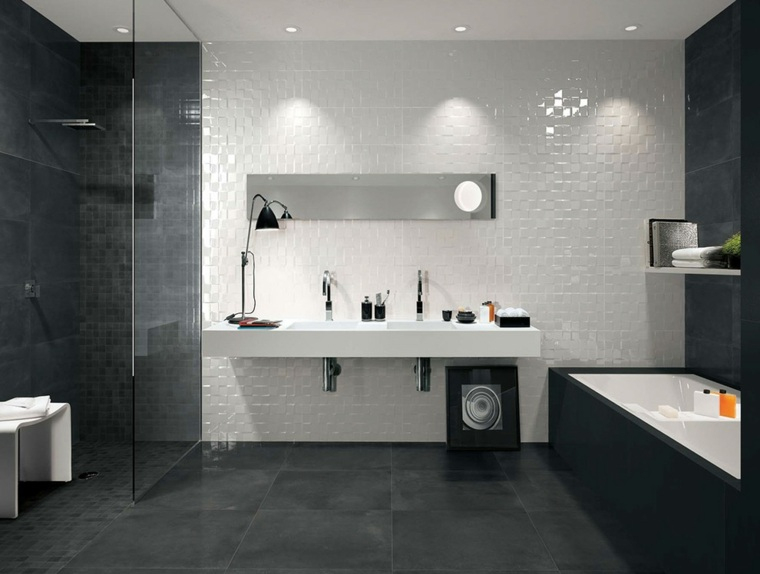 Carrelage Salle De Bain Noir Brillant - Atwebster.fr ... encequiconcerne Salle De Bain Noir Et Gris