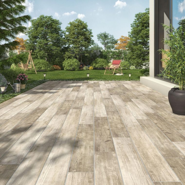 Carrelage Sol Extérieur Forte Effet Bois Gris Barbeuk L.14 ... serapportantà Carrelage Exterieur Terrasse