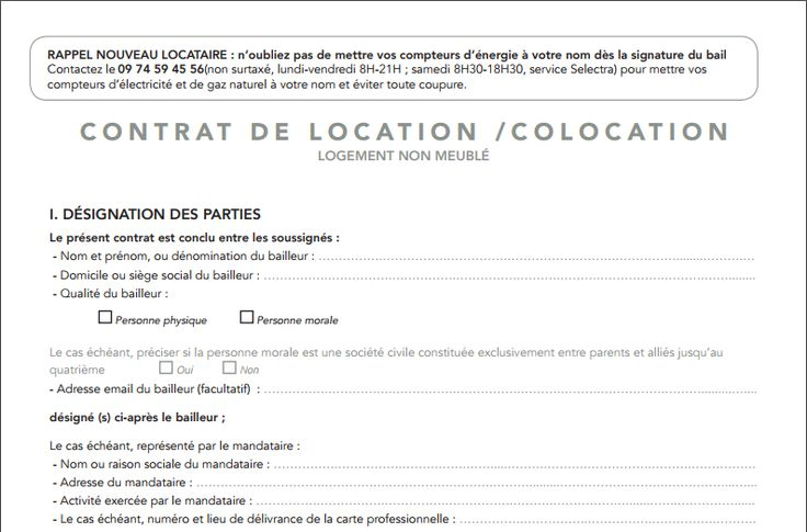 Contrat De Bail Pour Logement Non-Meublé - Bail Pdf ... dedans Contrat De Location Meublé Pdf