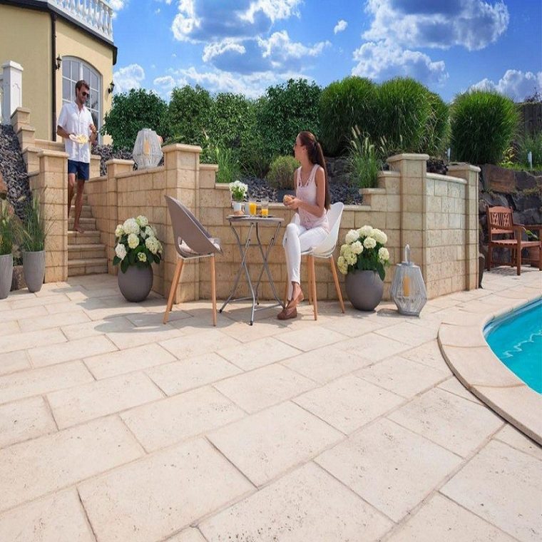 Dalle Terrasse Pose Sur Plot En Pierre Naturelle De Travertin pour Plot Dalle Terrasse