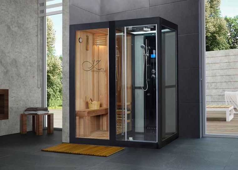 Douche Balnéo Sauna Hammam 'Black Loxia', Modèle Grand ... pour Cabine De Douche Sauna