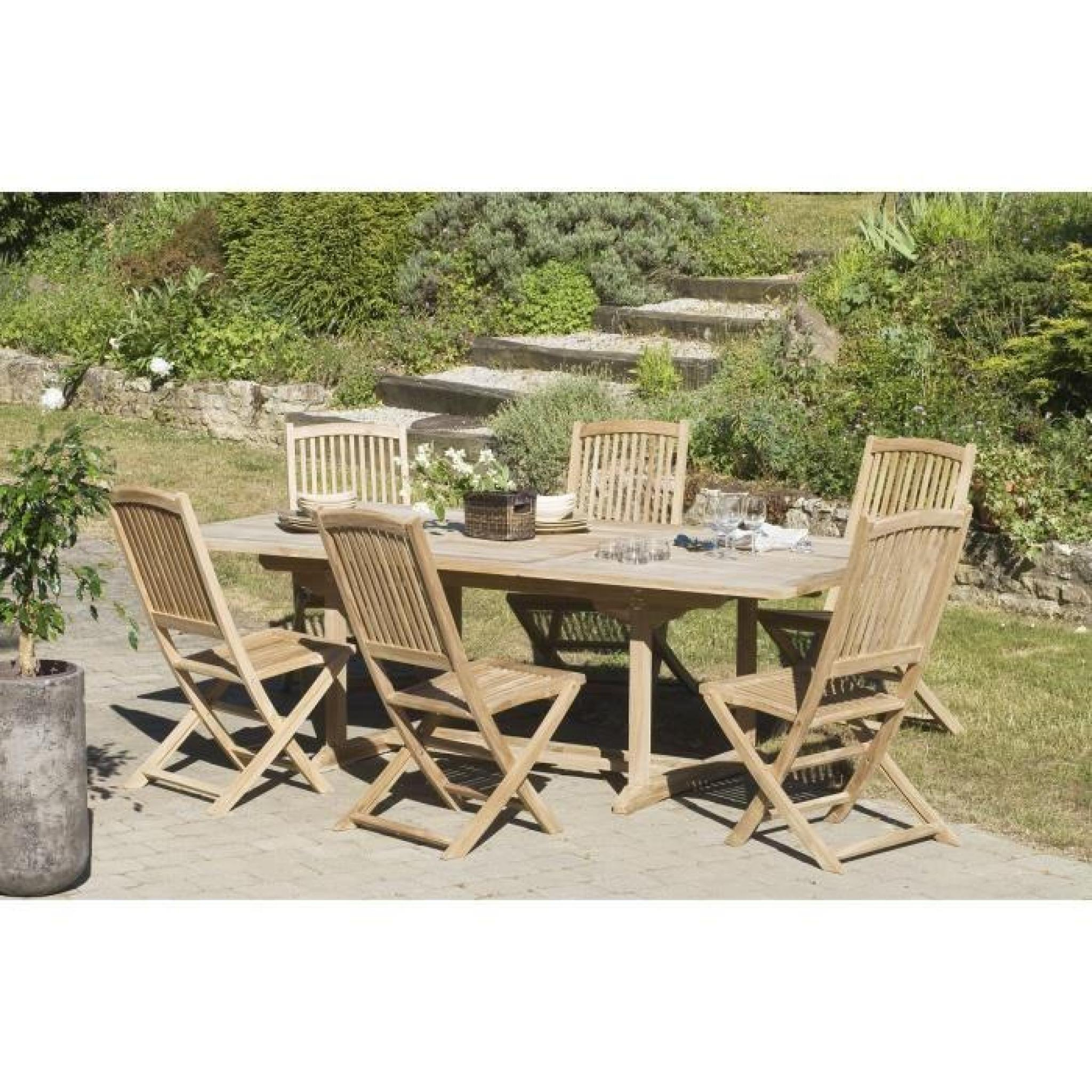 Ensemble En Teck Table Rectangulaire Extensible De Jardin ... intérieur Ensemble Jardin Pas Cher