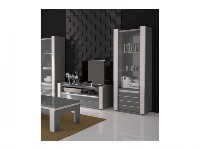 Ensemble Pour Votre Salon Lina. Meuble Tv Hifi + Vitrine ... dedans Meuble Vitrine Conforama