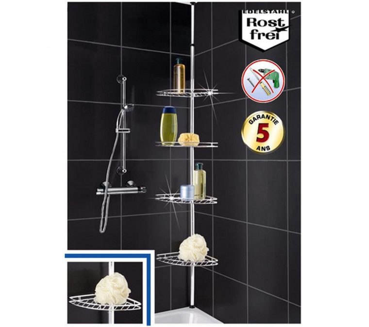 Etagère D'Angle De Douche - Inox - H. 56/275 Cm ... avec Etagere Douche Angle