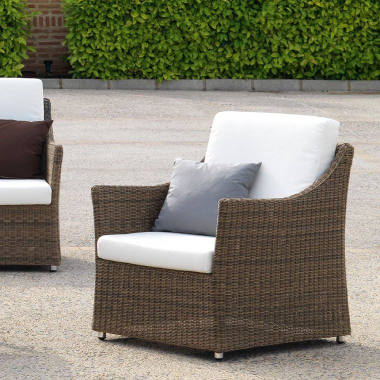 Fauteuil De Jardin En Résine Tressée Marron - Brin D'Ouest encequiconcerne Salon De Jardin Fauteuil