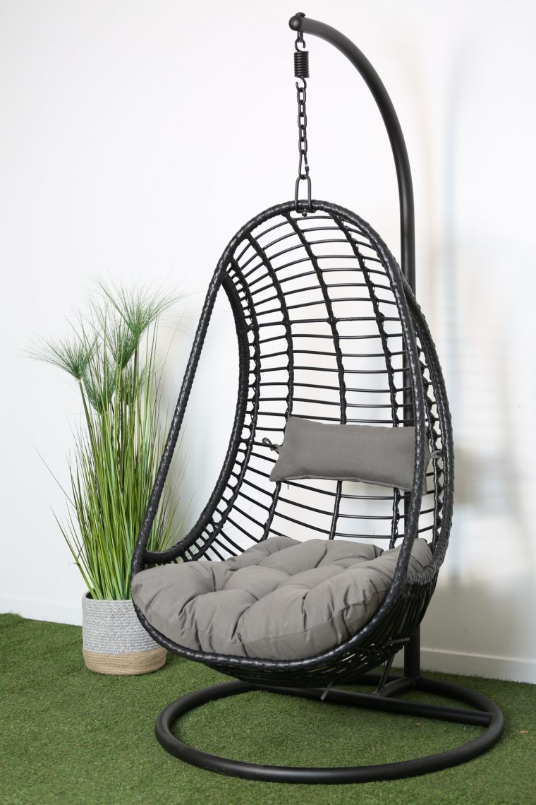 Fauteuil Suspendu Noir Forme Œuf | Chaises Suspendues ... encequiconcerne Fauteuil Oeuf Jardin