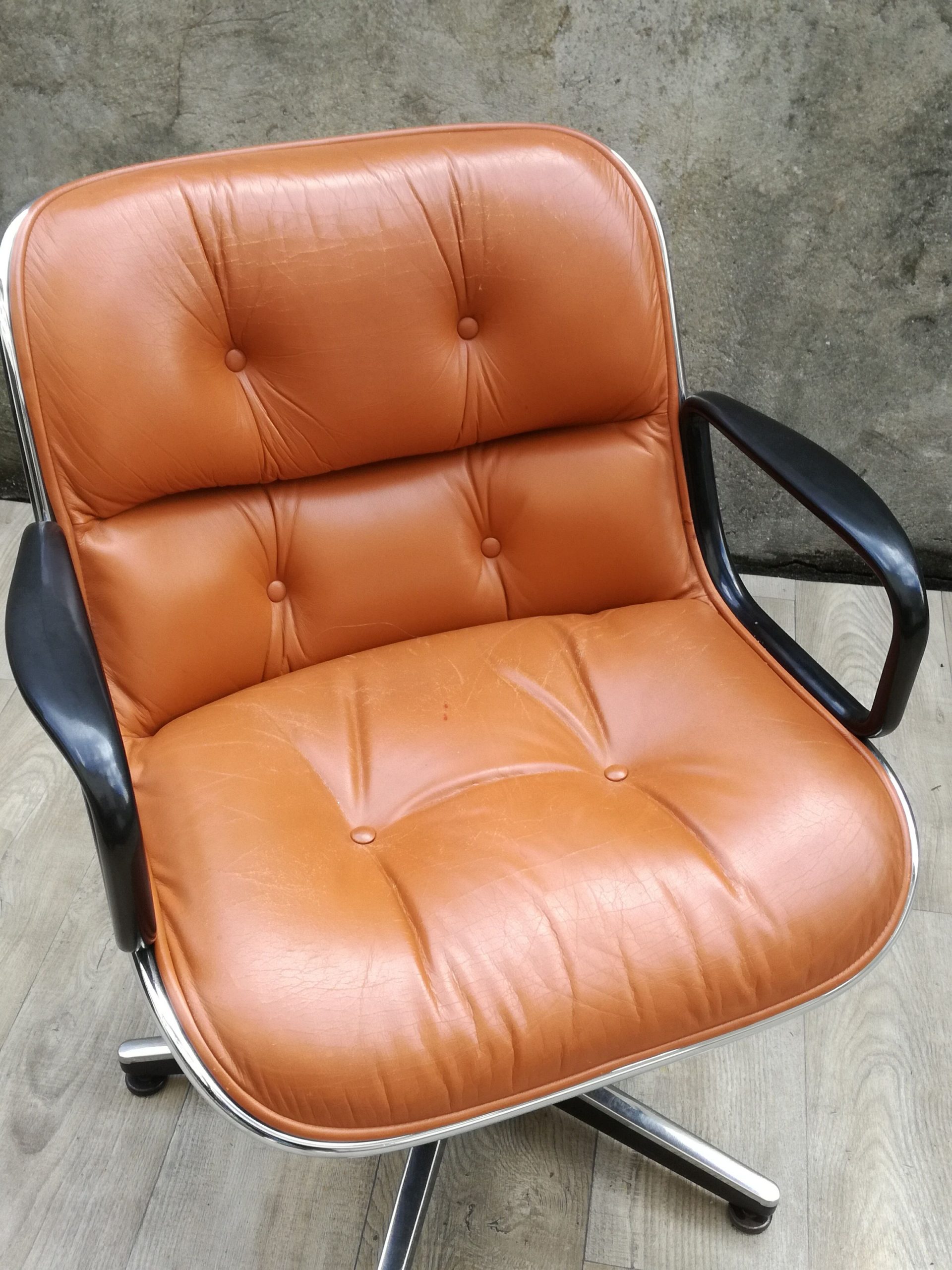 Fauteuil Vintage En Cuir Pivotant Par Charles Pollock 1970 ... destiné Fauteuil Cuir Design