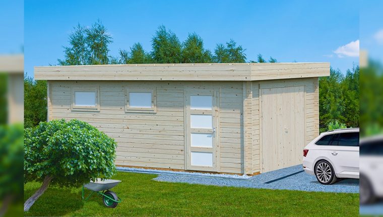 Garage En Bois Toit Plat 19M2 - Chalets En Bois Habitable ... encequiconcerne Garage Toit Plat