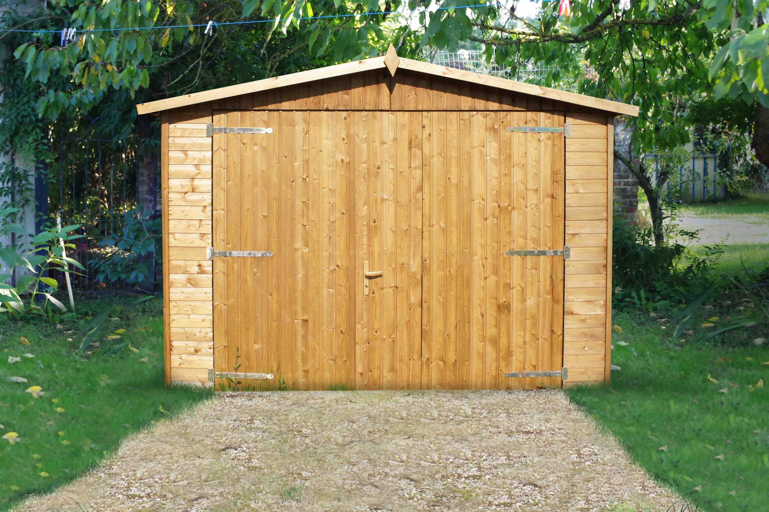 Garage En Bois Traité Albatros 14.8M² Ép. 19 Mmgarage ... avec Chalet De Jardin Pas Cher