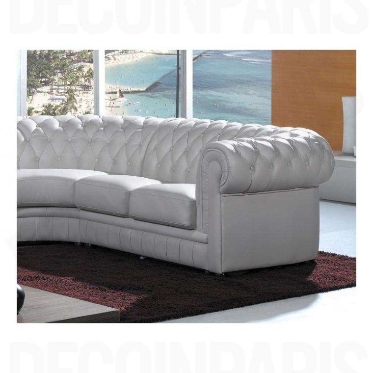 Grand Canape D_Angle Capitonne Blanc Chesterfield Can ... serapportantà Canape Chesterfield Blanc